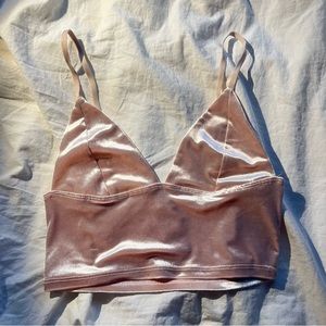velvet baby pink cami cropped tank top